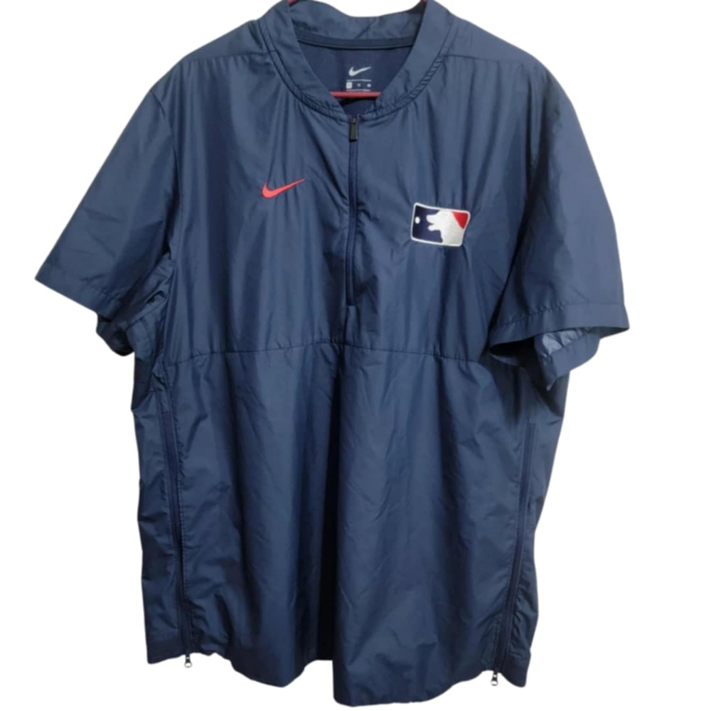 Nike Baseball Windbreaker Mens 1/4 Zip Lightweight Ventilated Navy Blue XL